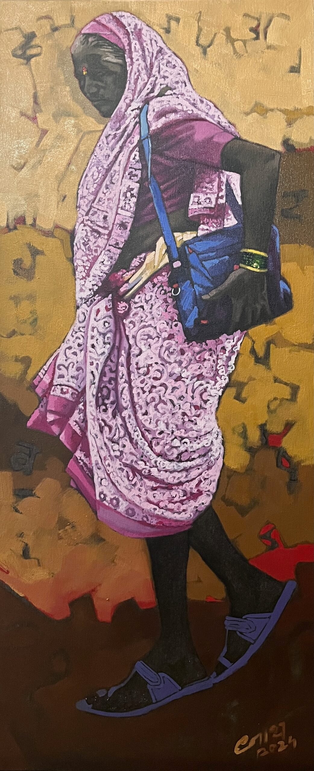 Bhakti_20*48_OilColorOnCanvas by Navnath Kshirsagar